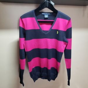 Ralph Lauren Sport womens striped v-neck sweater